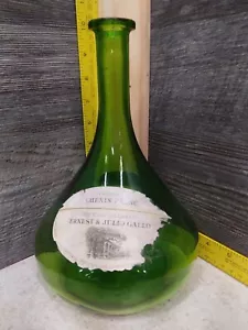 Earnest & Julio Gallo Green Glass Belle Bottom Style Wine Bottle w/Partial Label - Picture 1 of 5