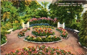 Interior Floral Display House Shaws Garden St Louis Mo Linen Postcard - Picture 1 of 4