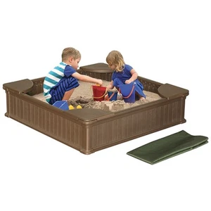 NEU! 4 Fuß x 4 Fuß Allwetter Outdoor Sandkasten Kit mit Abdeckung - Sandspielbox mit Einlage - Bild 1 von 6