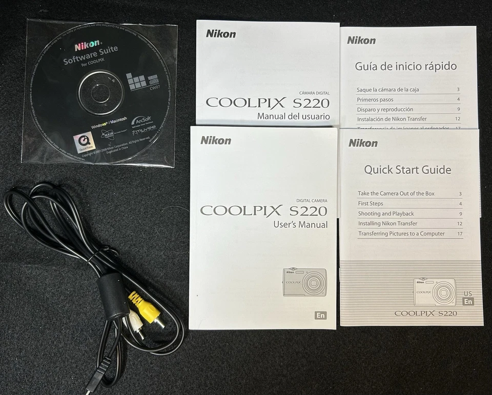 Nikon Coolpix S220 User Manuals, Disc And Cable - Image 1 of 1