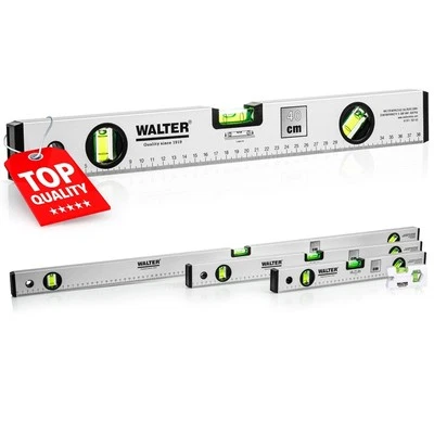 WALTER Wasserwaagen Set mit 3 Libellen Längen 40, 60, 100 cm + Miniwasserwaage - Bild 1 von 4
