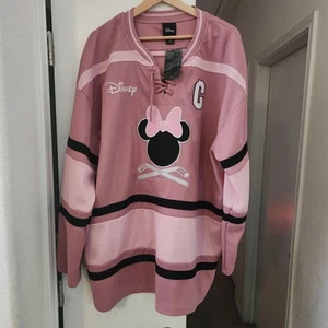 NEW Retired Disney Hockey Jersey XL DISTRESSED! Minnie Mouse 2023 Pink Oversized - Picture 1 of 9