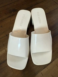 Steve Madden sandalo donna tacco a blocco slip-on bianco sporco taglia 7 - Foto 1 di 7