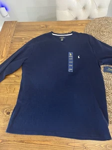 Polo Ralph Lauren manica lunga waffle maglia termica blu camicia vestibilità classica uomo 3XT - Foto 1 di 8