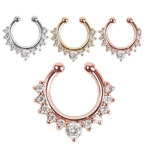 PIERCING ANELLO APERTO NASO ORECCHINO CERCHIO 8 MM ARGENTO ORO ROSA nh - Foto 1 di 8