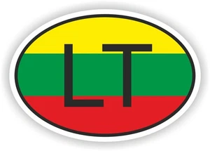 Lithuania Country Code Oval Flag Sticker / Vinyl Waterproof Decals Graphics - Picture 1 of 1