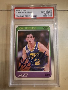 1988 Fleer John Stockton Rookie #115 Authentic Auto Utah Jazz   - Bild 1 von 2