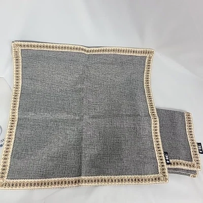 NEW “Home Is Gorgeous” Pillow Cover Set Light Gray w/ Burlap Accents Zip Closure - Image 1 of 4