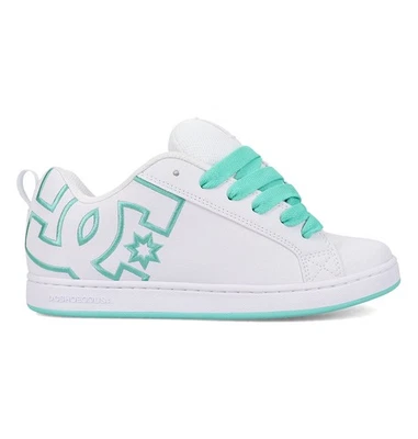 DC Shoes Women's Court Graffik Skate Shoe White/Aqua - DC01662110-WHTAQU - Image 1 of 4