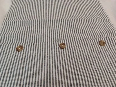 Pottery Barn Wheaton Stripe Button Pillow Cover, Black/Cream 20 x 26", Linen - Image 1 of 4