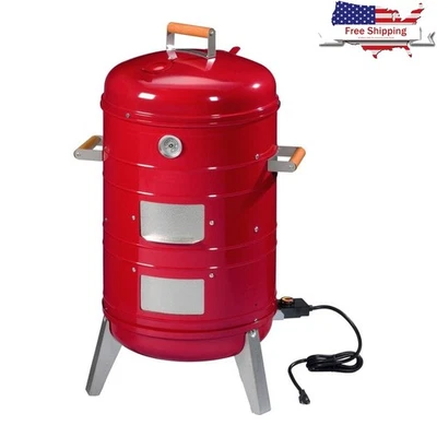 Ahumador eléctrico de agua de carbón 4 en 1 con medidor de temperatura incorporado camping barbacoa Foto 1 de 4