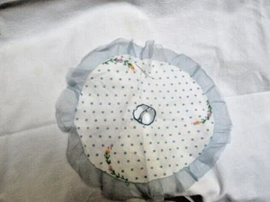 Pañuelo redondo de algodón vintage con lunares azules bordados - Imagen 1 de 6