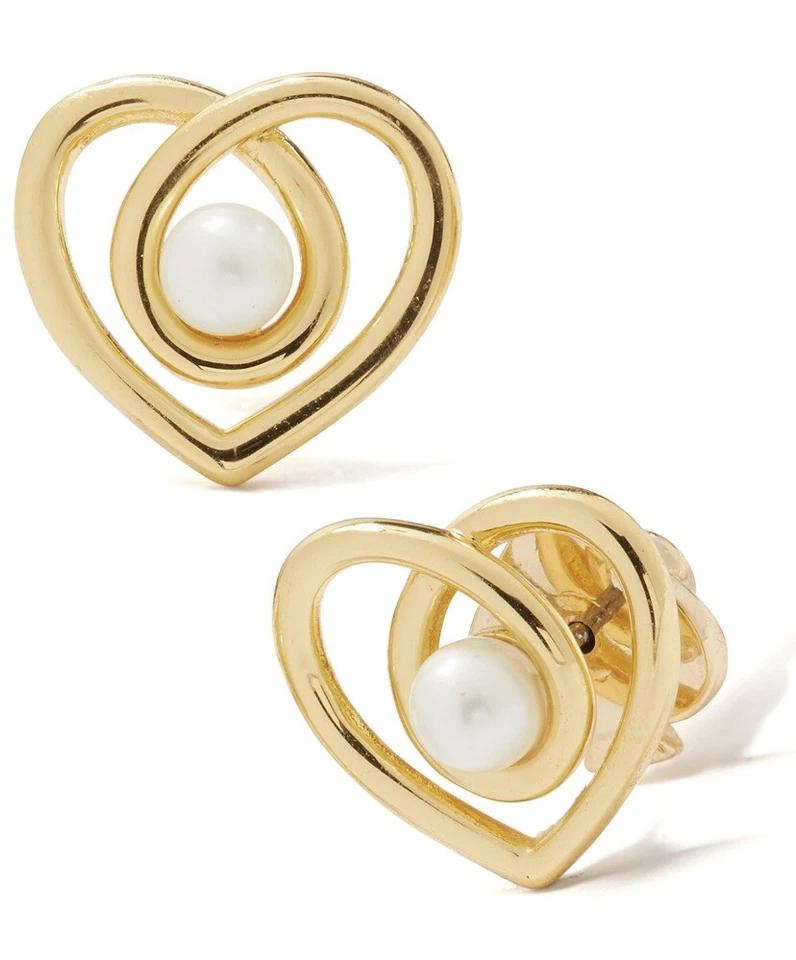Kate Spade Infinity Pearl Hearts Stud Earrings Gold Plated Wbrui105