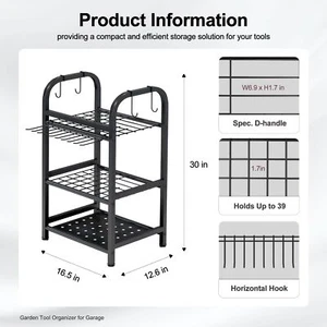 BUTUNITA Garden Tool Organizer for Garage Storage Rack for Garage Organizatio... - Picture 1 of 6