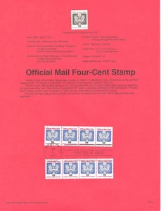 #9113 4c Official Mail Stamp #O146 USPS Souvenir Page - Picture 1 of 1