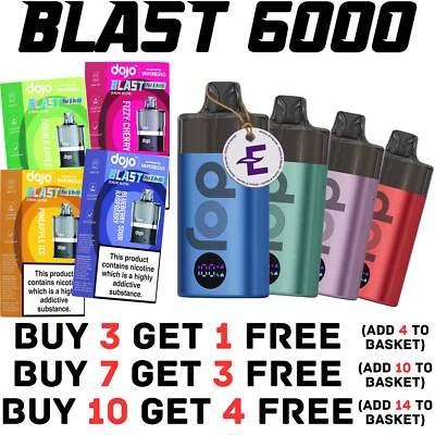 Dojo Blast 6000 Rechargeable Vape Kit Prefilled eliquid Pen Pods | 20mg Nic Shot - Image 1 of 2