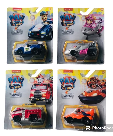 4 PAW PATROL Movie TRUE METAL Chase, Skye, Marshall & Zuma Cars Figures NEW NIP Cover