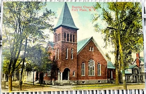 FORT PLAIN NEW YORK 1913 NY Poststempel Foto Postkarte Baptist Kirche Bild - Bild 1 von 2