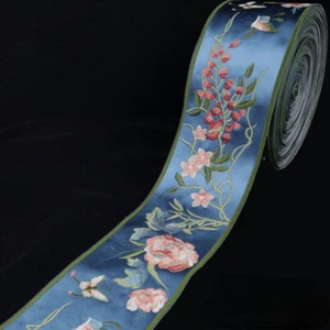 Floral Trimmings Embroidery Ribbon Trim Edging for Crafts Sewing DIY 1 M Vintage - Picture 1 of 13