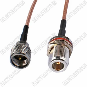Mini-UHF male plug to N female jack bulkhead Coaxial Pigtail cable RG316 15cm - Picture 1 of 4