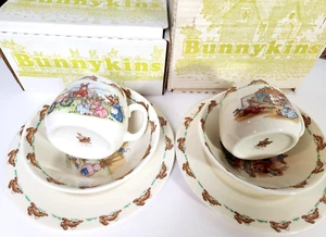 Bunnykins Royal Doulton Stoke On Trent China Set Lot 2 With Boxes Bowl Plate Cup - Picture 1 of 11