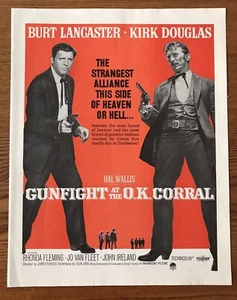 Gun Fight at the OK Corral, Kirk Douglas & Burt Lancaster 1957  Movie Ad - Picture 1 of 1