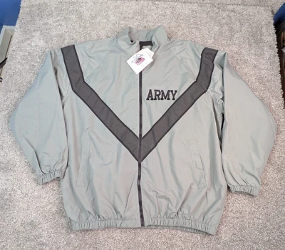US Army IPFU Jacket Coat Mens XL Long Gray Nylon Physical Fitness Uniform Vented - Image 1 of 4