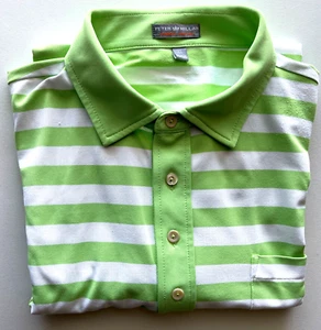 PETER MILLAR Summer Comfort light green and white striped short sleeve polo XL - Picture 1 of 15