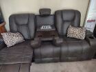 Sofa Couch Two Recliner Seats W/ Fold Down Console