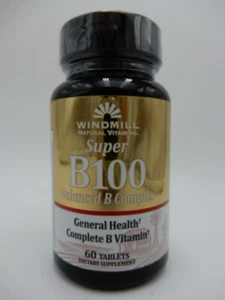 Windmill Super B100 Balanced B-Complex General Health, 60 Tablets 035046001322VL - Picture 1 of 2