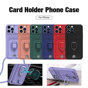 Ring Soft Case For iPhone 7 8 Plus X XR XS 11 12 13 14 15 16 Pro Max Card Cover - Picture 1 of 16