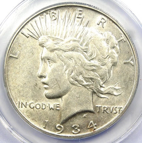 1934-S Peace Silver Dollar $1 Coin - Certified ANACS AU50 - Rare Date in AU! Cover