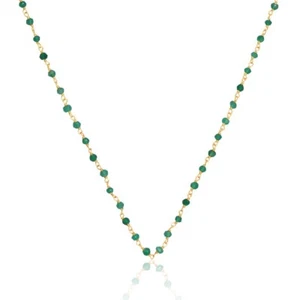 Green Onyx Yellow Gold Plated Multi Stone Crystal Chan Necklace Jewelry For Mom - Picture 1 of 3