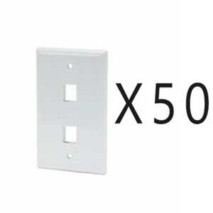 50 Pack Lot - Keystone 2 Hole Port Jack Wall Face Plate Network CAT5e CAT6 White - Picture 1 of 2