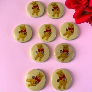 Disney Winnie Pooh Wooden Sewing Buttons 15mm Pack Of 10 Great For Cardigans - Picture 1 of 10