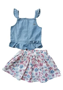 New! Girls Calvin Klein Jeans 2PC Outfit Size 5 Sleeveless Shirt Skirt Skort - Picture 1 of 5