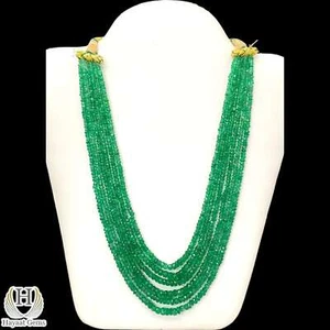 Natural Emerald 6 Lines Faceted Beads Necklace Genuine Zambian Emerald Necklace - Picture 1 of 5