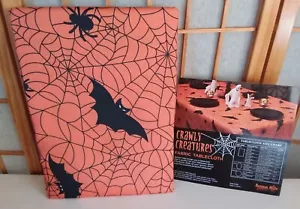 HALLOWEEN FABRIC TABLECLOTH Benson Mills CRAWLY CREATURES 52x70 Orange Black NIP - Picture 1 of 4