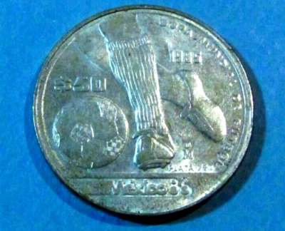 México 50 Pesos 1985 Fútbol Mundial Plata BU Moneda Medalla Foto 1 de 2