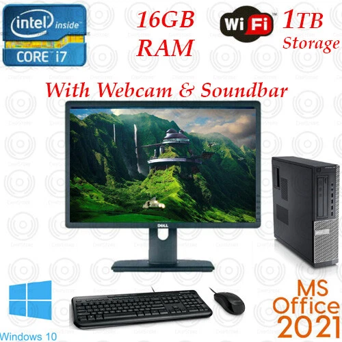 Dell Desktop intel i7 3.4GHz 1TB HDD 16GB RAM Computer PC Windows 10 PC 20" - Image 1 of 4