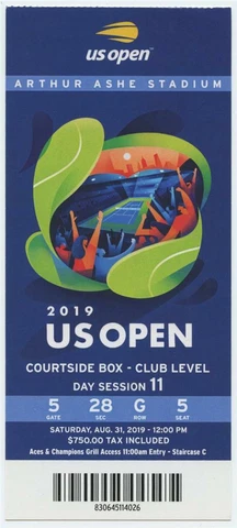 8/31 2019 US Open Tennis Courtside FULL TICKET Bianca Andreescu Serena Williams Cover