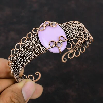 Brazalete único hija envuelto en alambre de fosfosiderita natural ovalado de cobre Foto 1 de 4