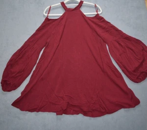 Free People Burgundy Drift Away Mini Dress/Tunic Top Women's Large Boho - Picture 1 of 9