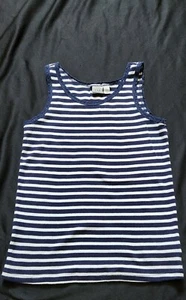 Gap Kids Navy/White Stripe Lace Trimmed Tank Top Girl's Size L / 10 - Picture 1 of 4
