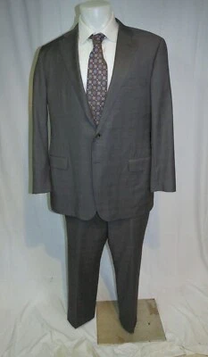 Hickey Freeman Beacon Loro Piana 150 Gray Plaid Flat Front Two Button Suit 46L - Image 1 of 4
