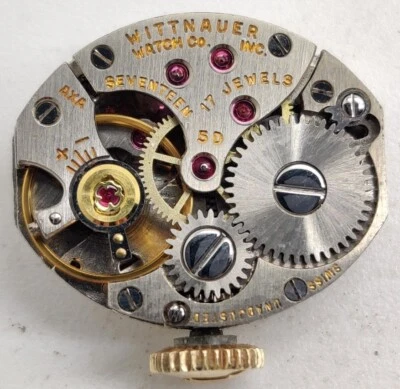 Vintage Wittnauer Cal. 5D 17 Jewel watch movement running - Image 1 of 4