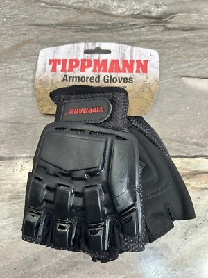 NUEVO Guantes de paintball Tippmann blindados medio dedo para hombre talla grande negros Foto 1 de 4