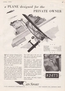 1931 Cain Sport Aircraft ad 10/13/2022c - Foto 1 di 1
