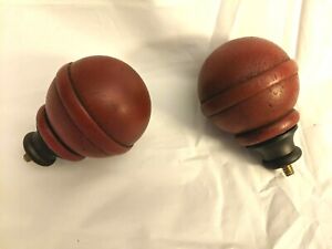 NEW In Box Set of 2 Pottery Barn Kids Turned Wood Round Red Finials Embouts