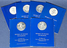 1970 Republic of Panama Silver Proof 5 Balboa - 6 Coin Lot OGP - .925 Fine